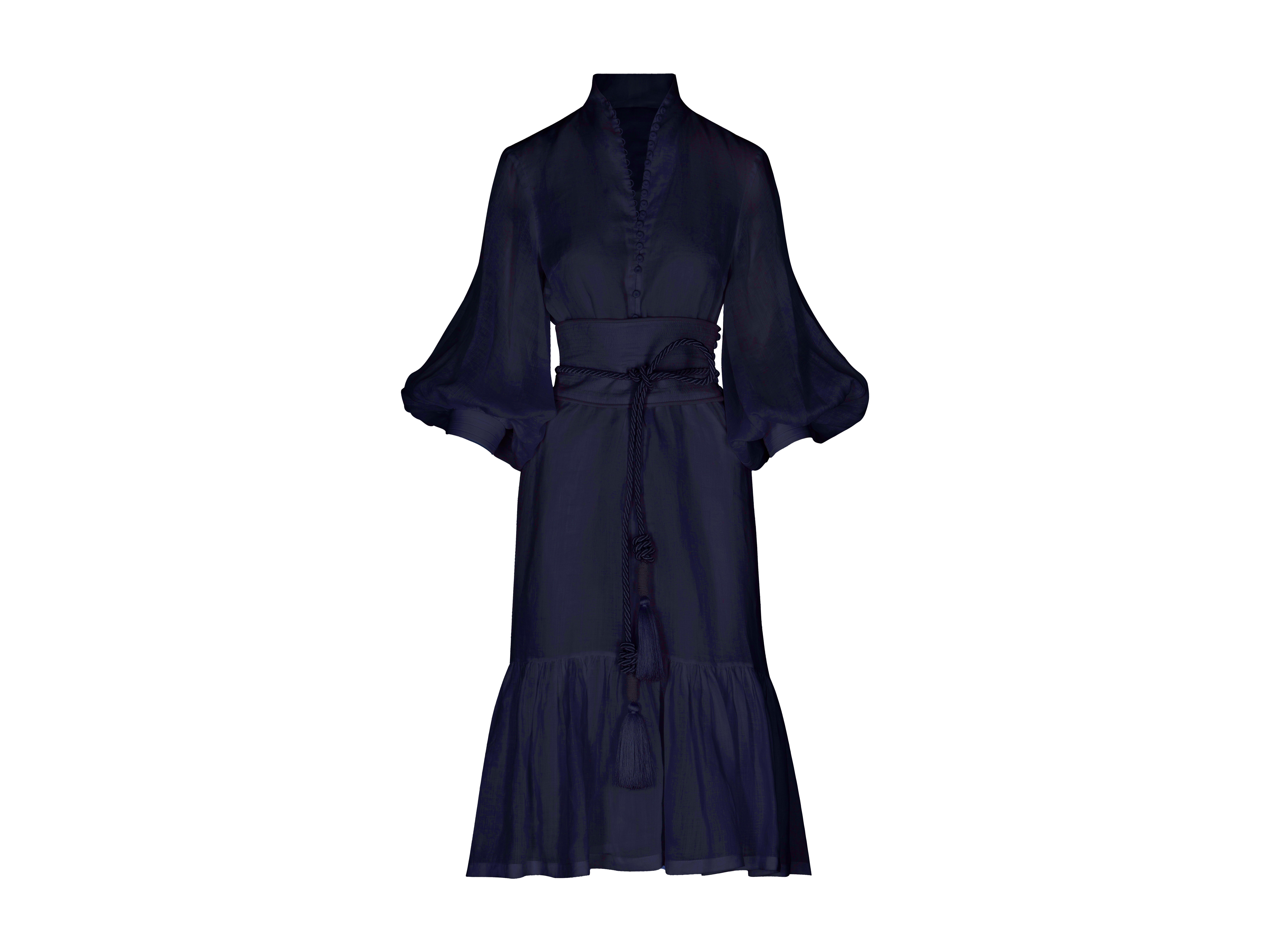 Vestido Lino Navy de Andrés Otálora - Diseño Colombiano Talla 10